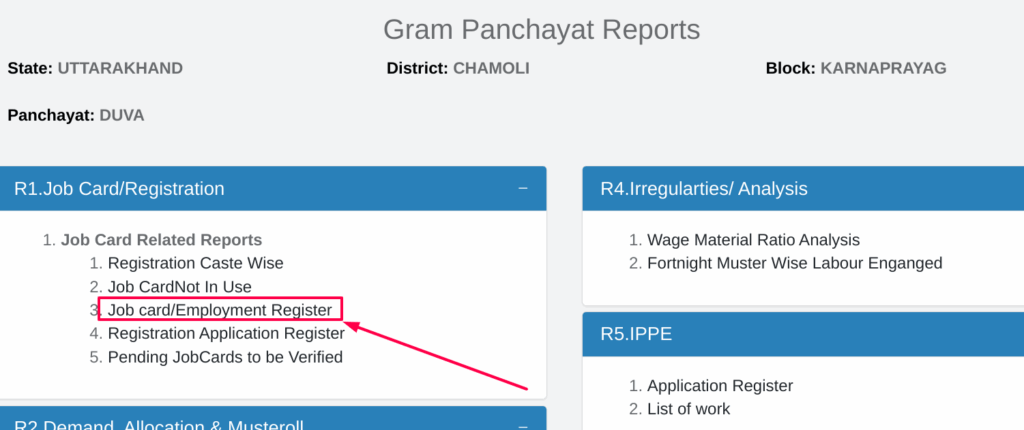 नरेगा जॉब कार्ड लिस्ट 2025 ऐसे निकालें ऑनलाइन Nrega job card list @Nrega.nic.in 5 NREGA Gram Panchayat Reports